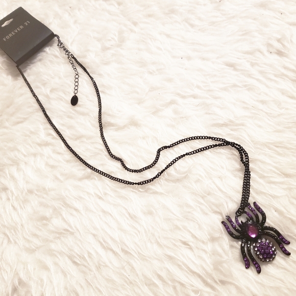 Goth Spider Statement Rhinestone Necklace pastel - Picture 3 of 8